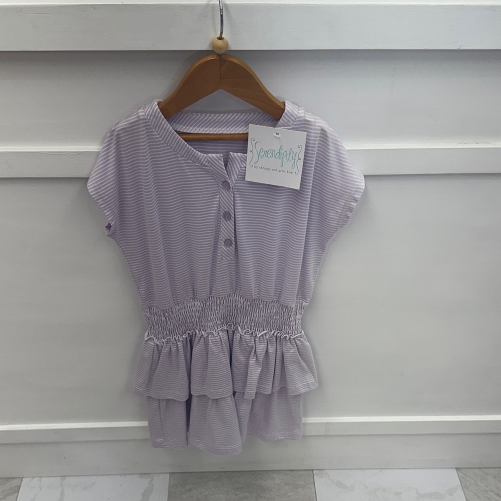 Charming Lavender Striped Kids Dress